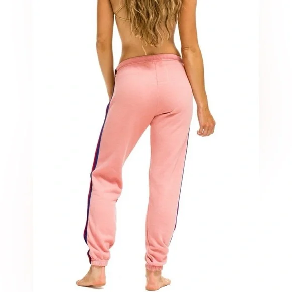 Aviator Nation Classic Pullover Hoodie & Classic Sweatpants Velvet Stripes Set